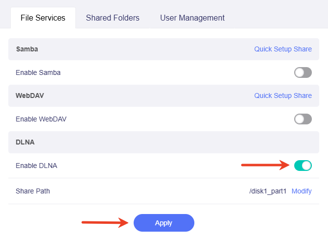 enable dlna