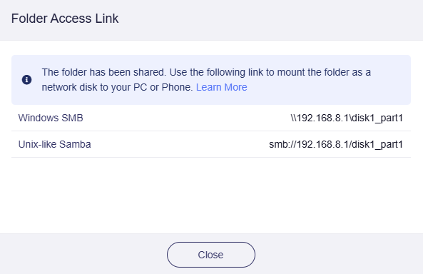 samba folder access link