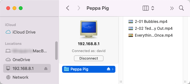 network storage, mac os finder samba connected