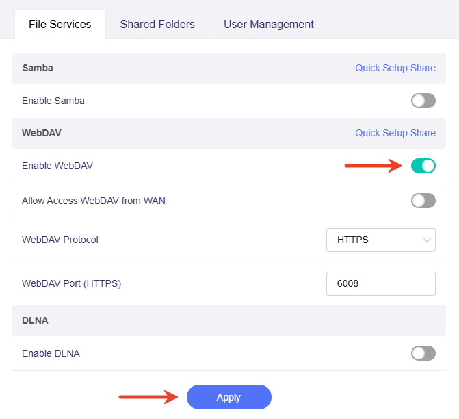 enable webdav