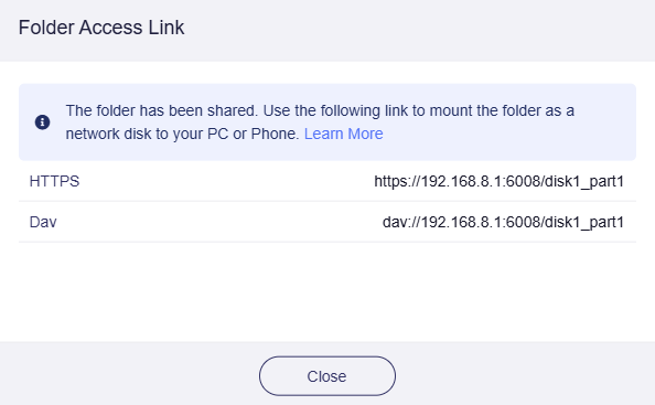webdav folder access link