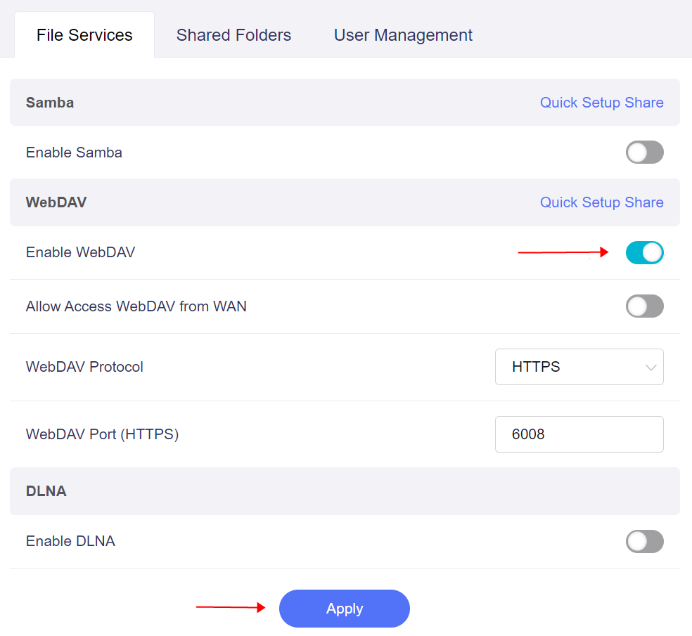 enable webdav