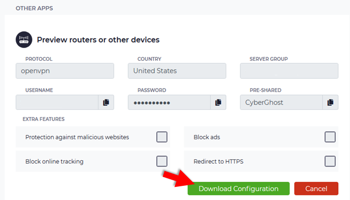 save config