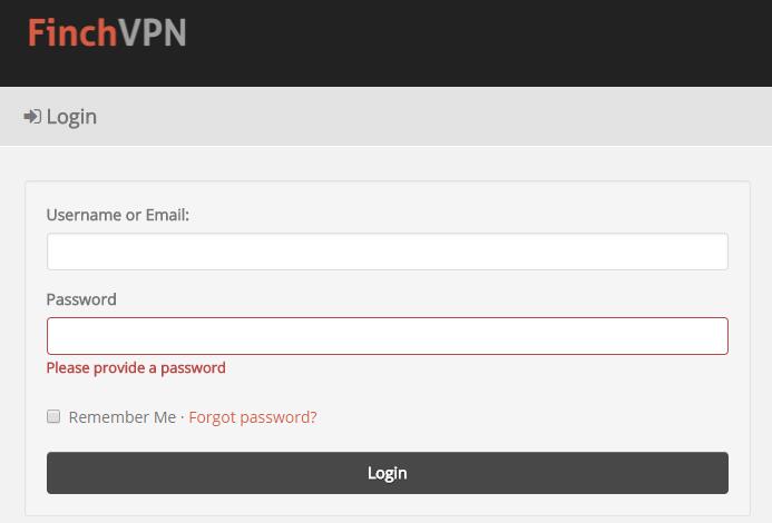finchvpn login