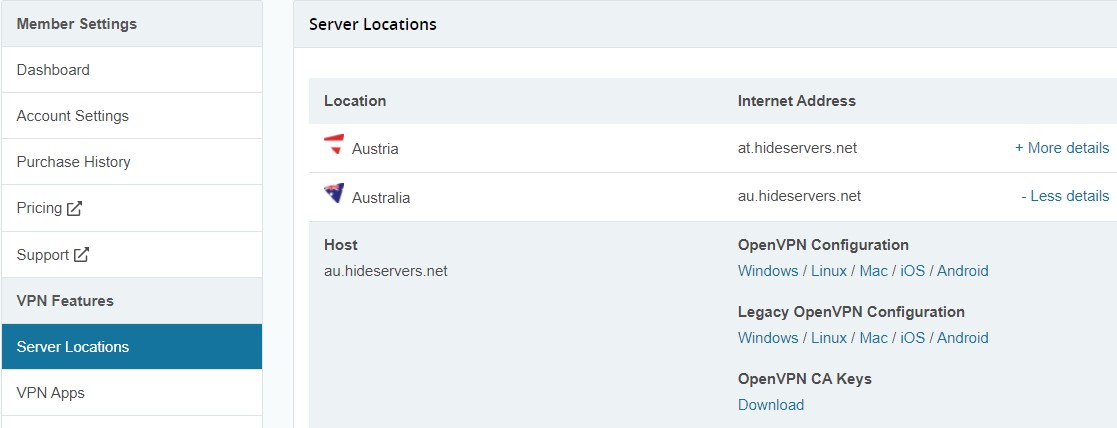 hide.me vpn dashboard