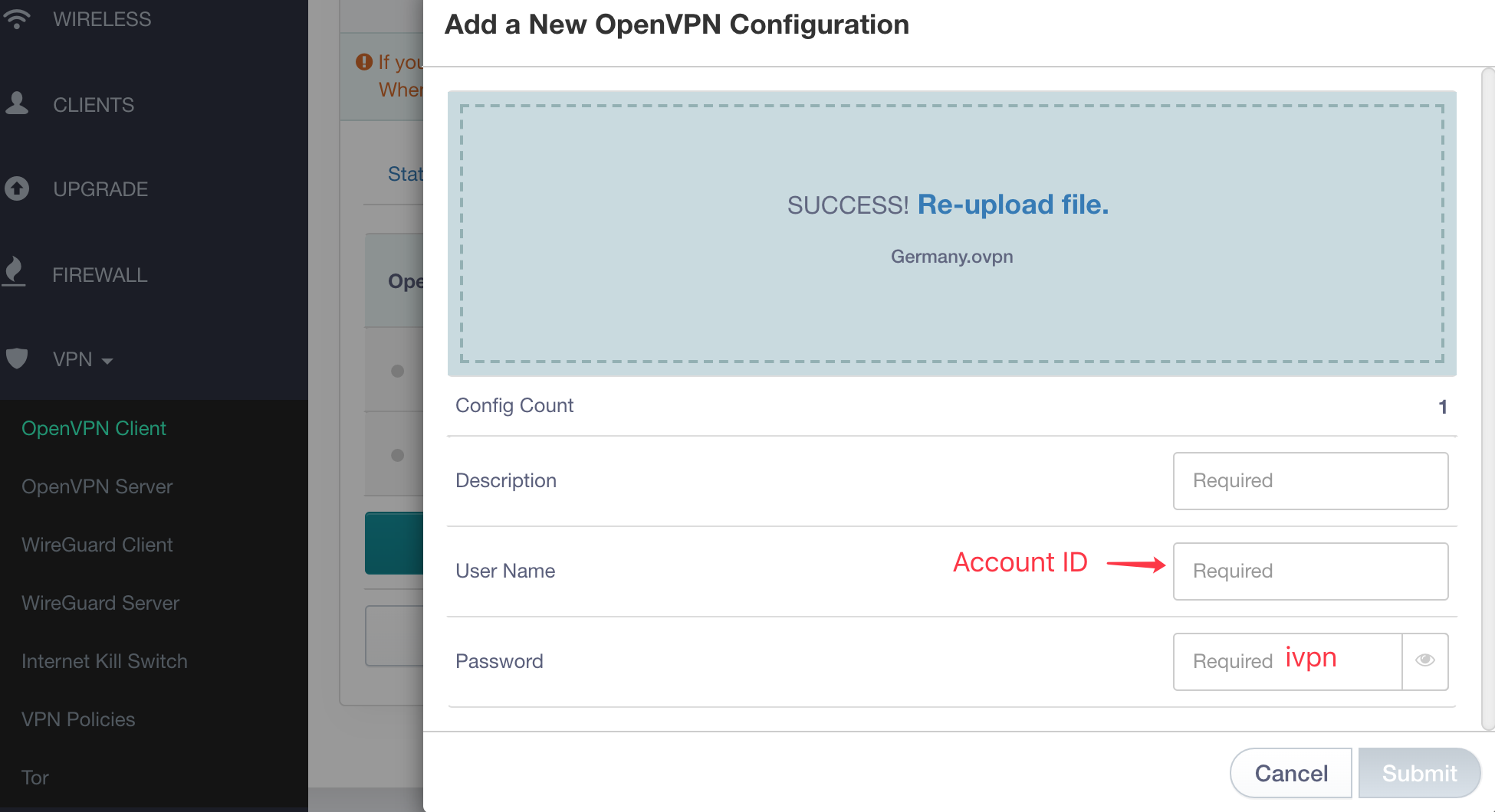 ivpn set up on gl.inet router