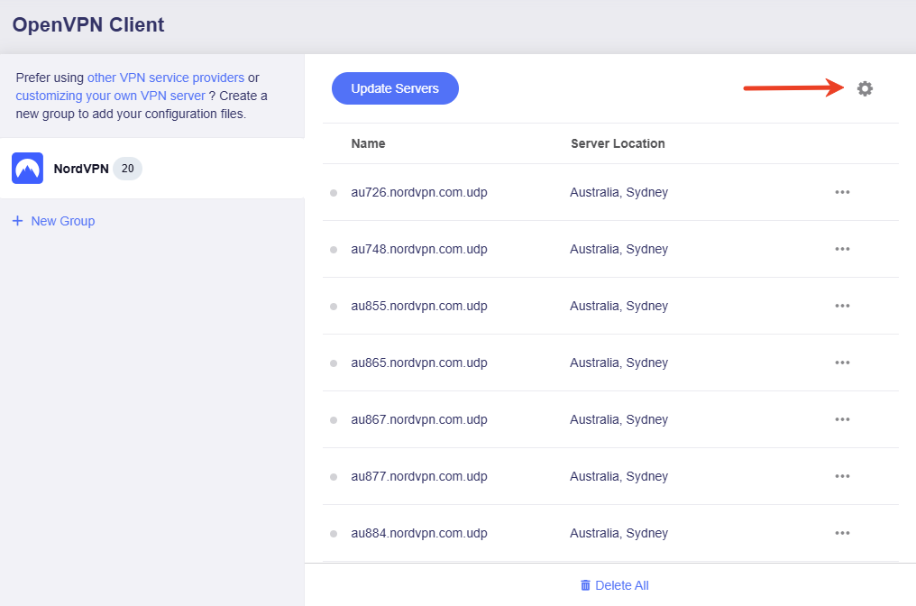 nordvpn edit credentials