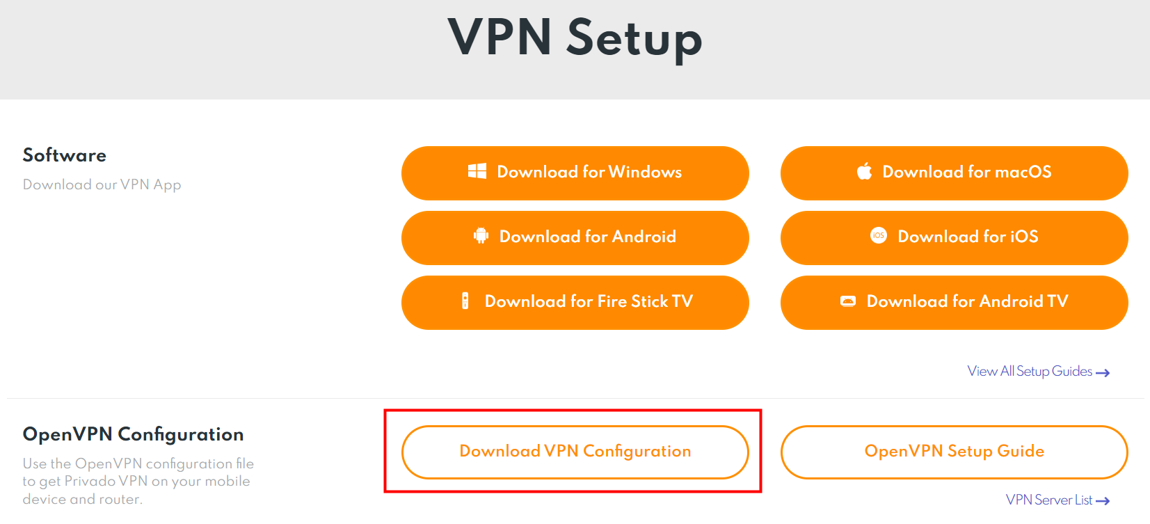 PrivadoVPN OpenVPN configuration