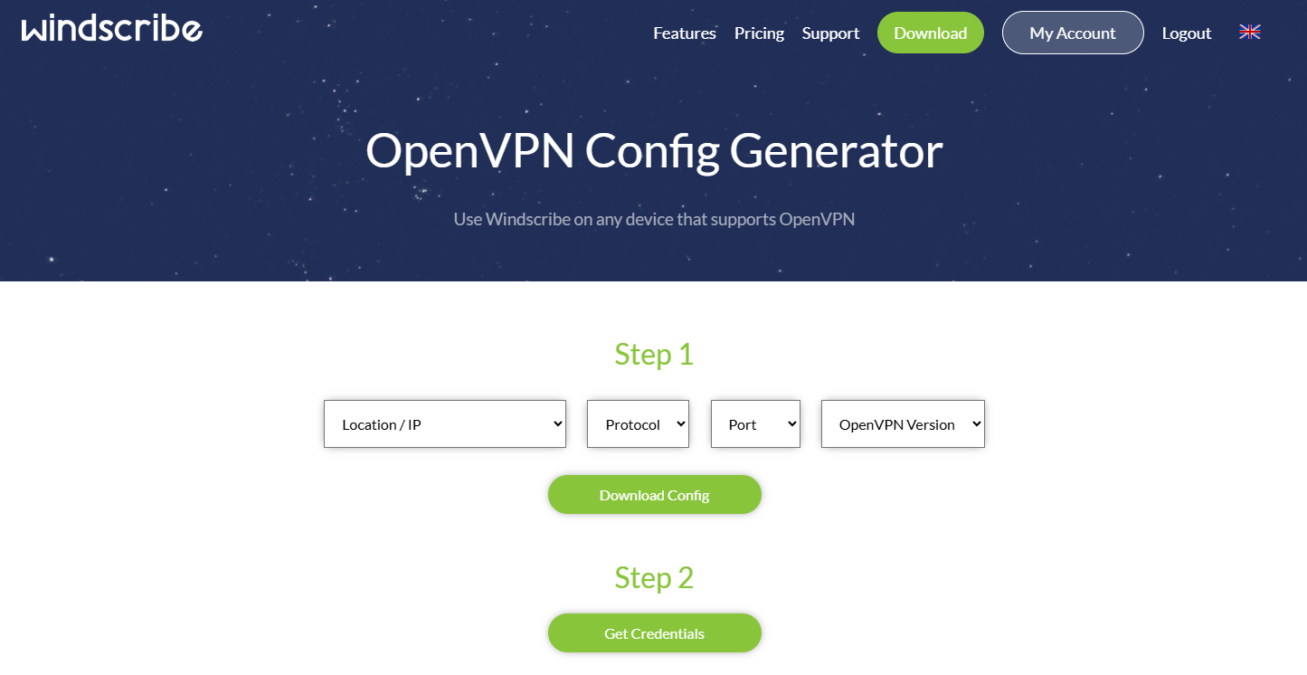 windscribe OpenVPN Config Generator