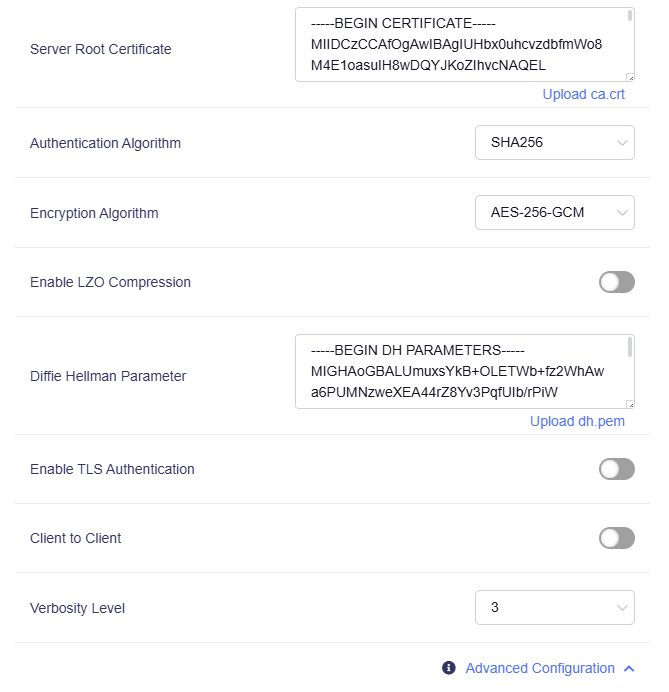 openvpn server advancd configuration