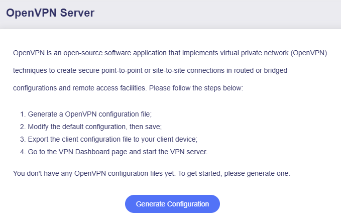ovpn server generate configuration