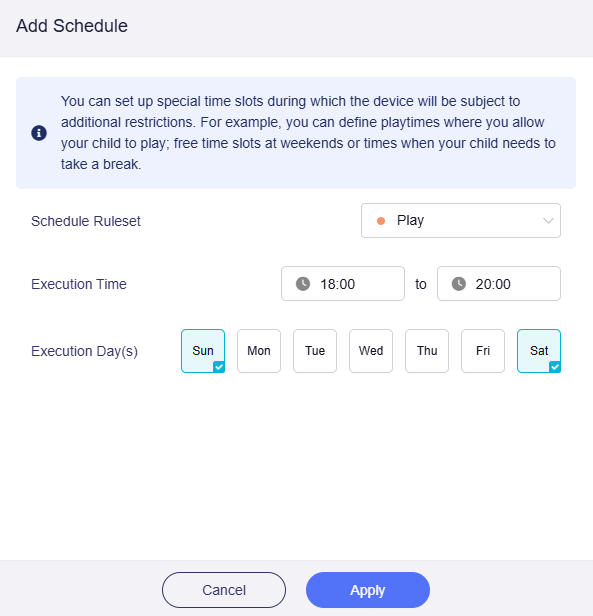 add schedule play