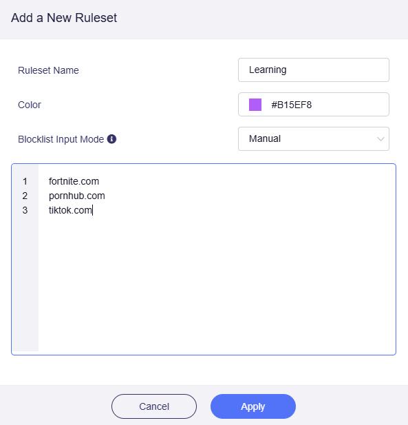 create a ruleset 1