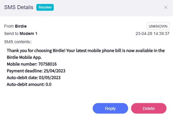 sms detail