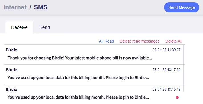 sms receive