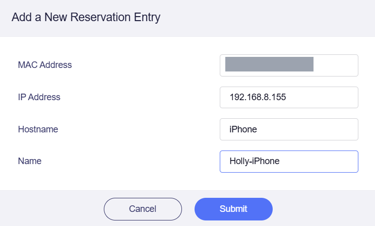 main network address Reservation 3