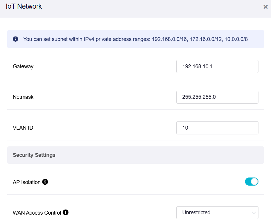 iot network basic setting