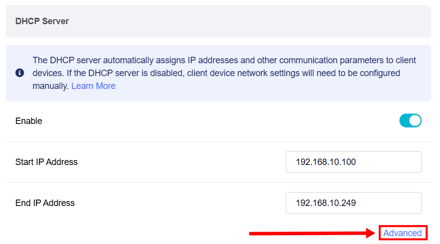 iot network dhcp advanced settings 1