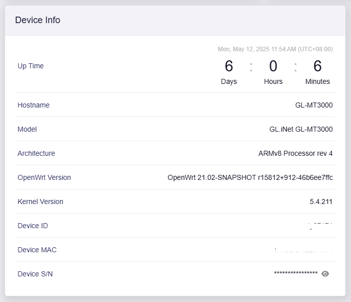 system overview, device info