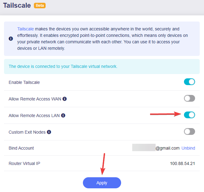 enable remote access lan