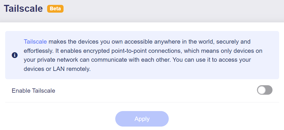 glinet tailscale disabled