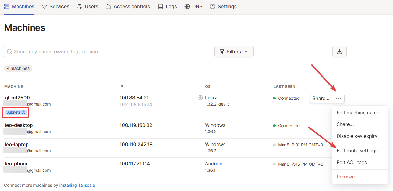 tailscale subnet alert