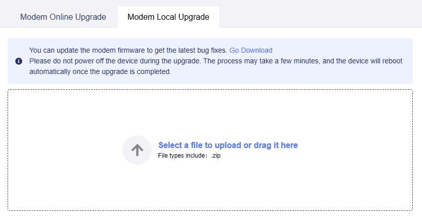 modem local upgrade