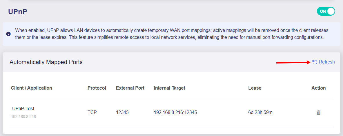 refresh port mappings