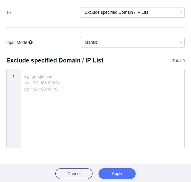 exclude specified domain/IP manual