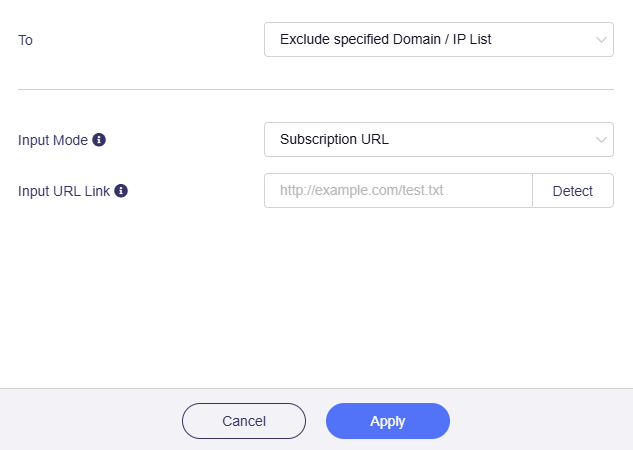 exclude specified domain/IP subscription