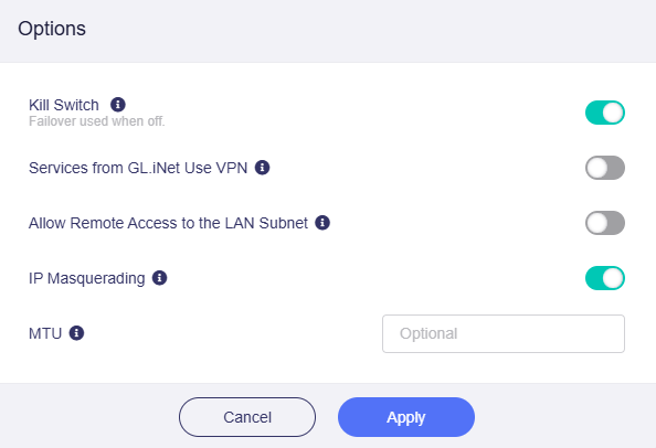 global mode options