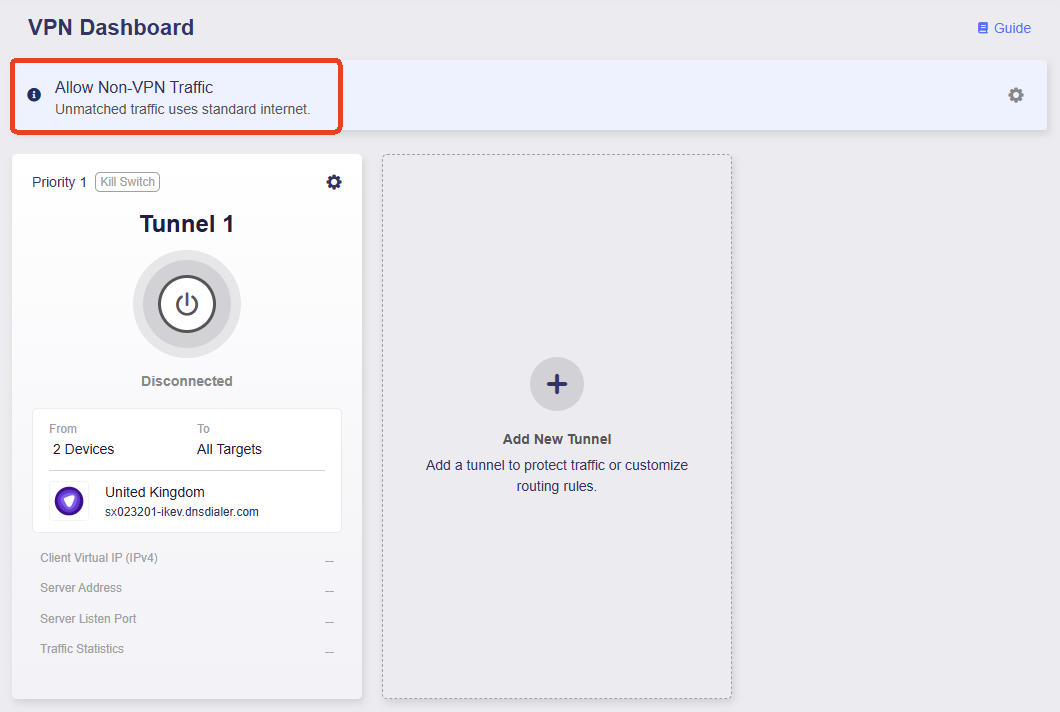 scenario 1 allow non-vpn traffic