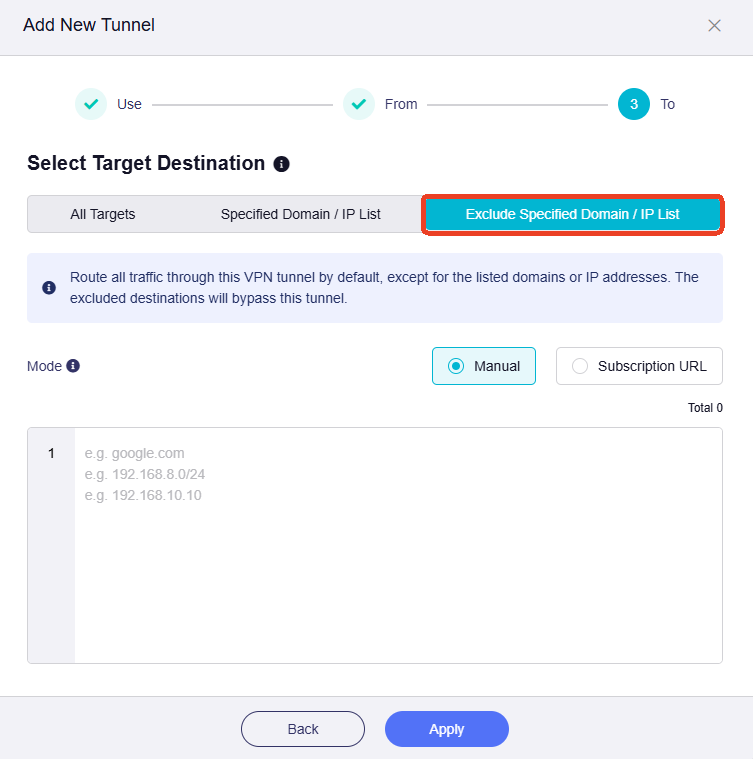 exclude specified domain ip