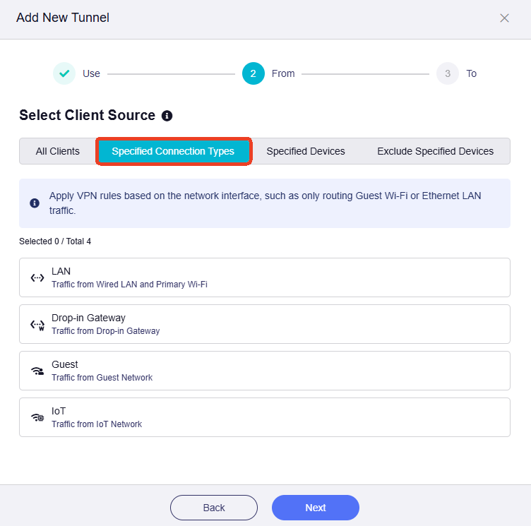 specified connection types