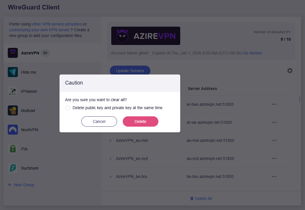 azirevpn delete