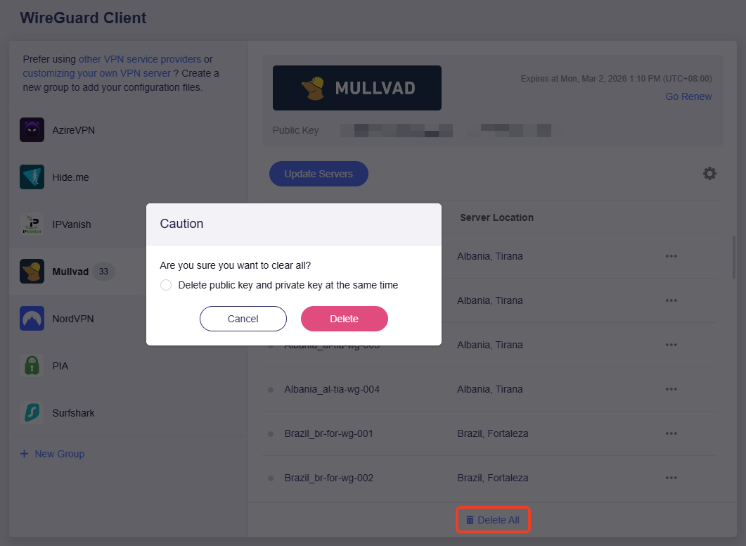 mullvad delete