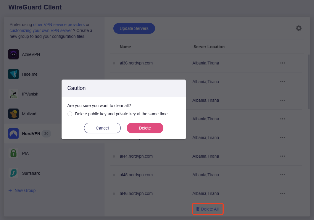 nordvpn delete