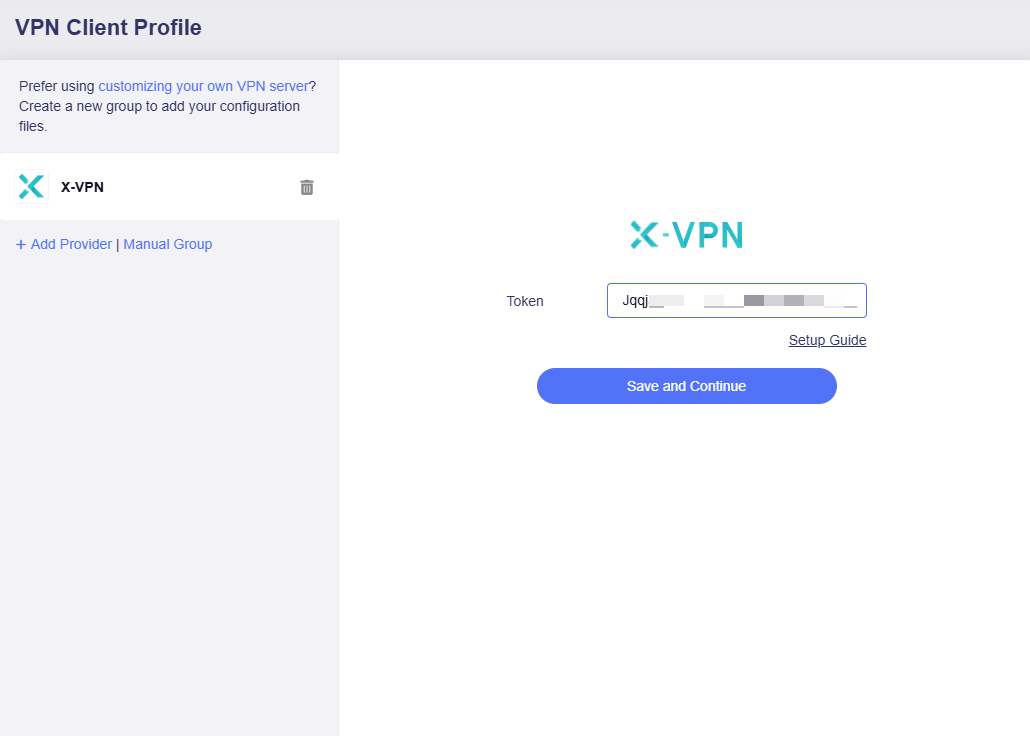 xvpn enter token