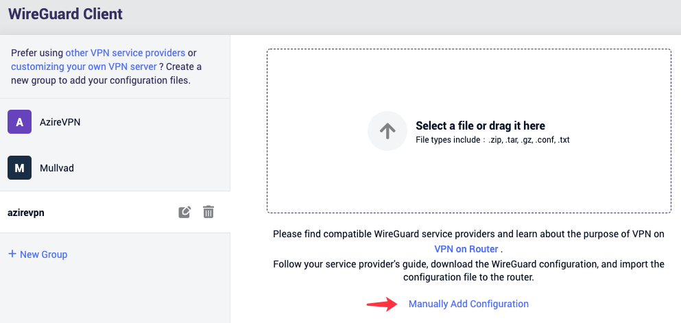add wireguard by text