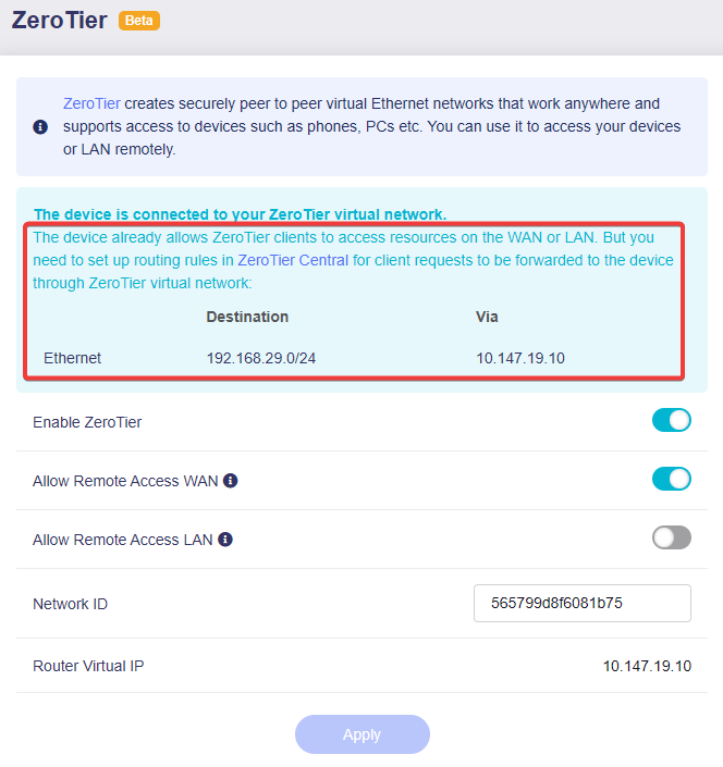 enable allow remote access wan