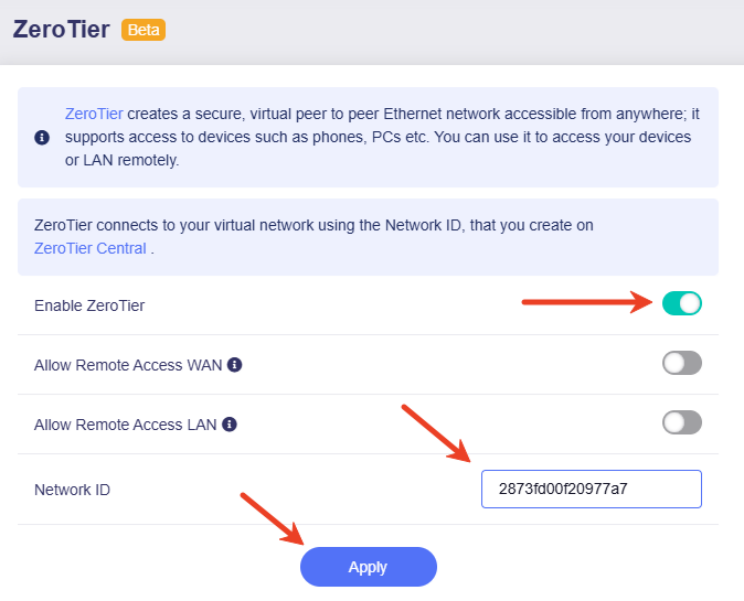 enable zerotier
