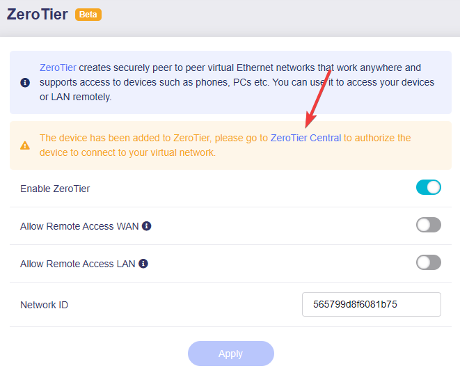 zerotier central