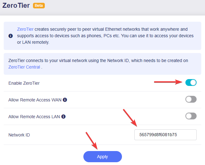 enable zerotier