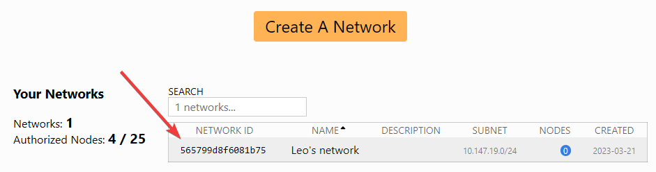 zerotier network id