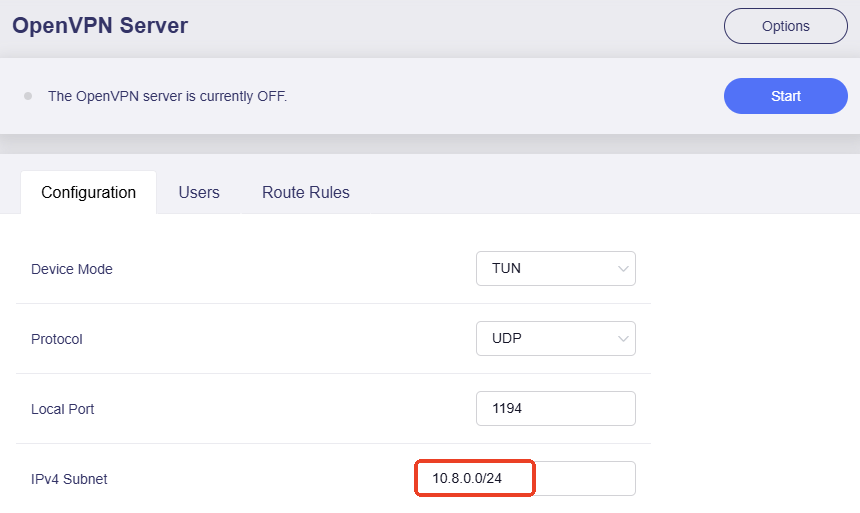 ovpnserver tunnel ip