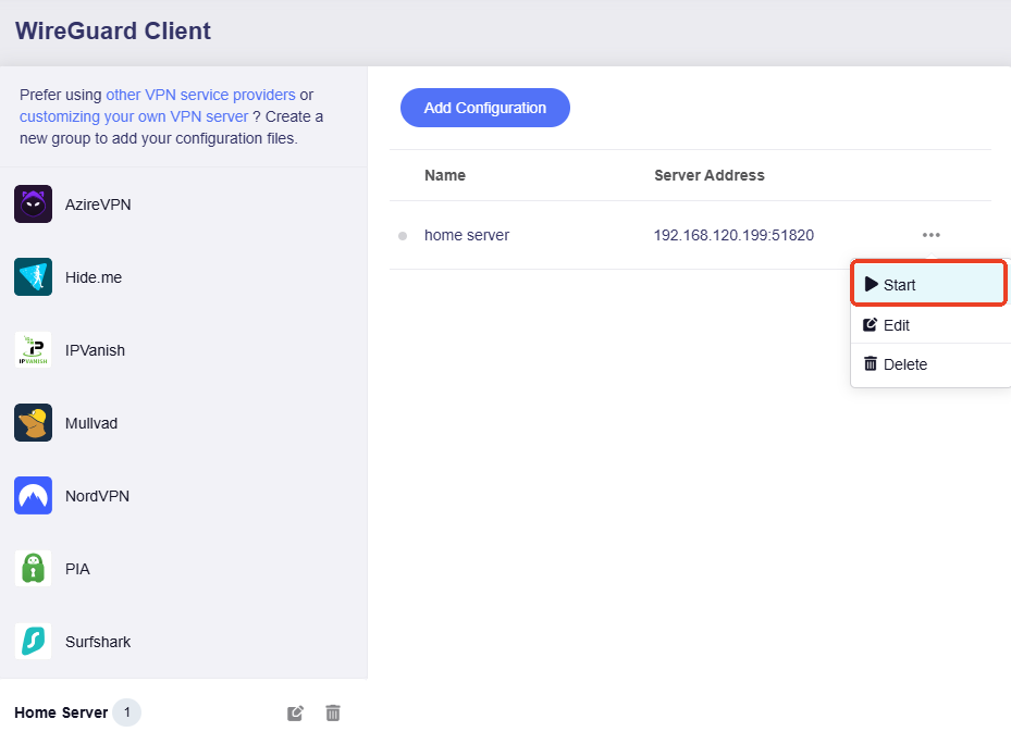 start client