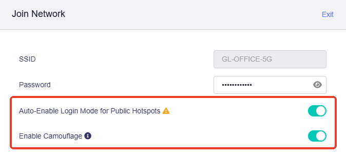 hotspot login mode & camouflage