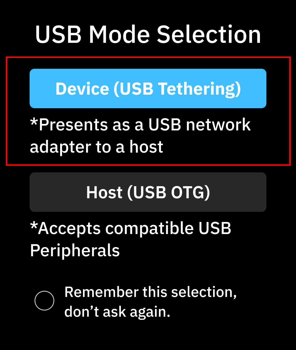 usb mode selection