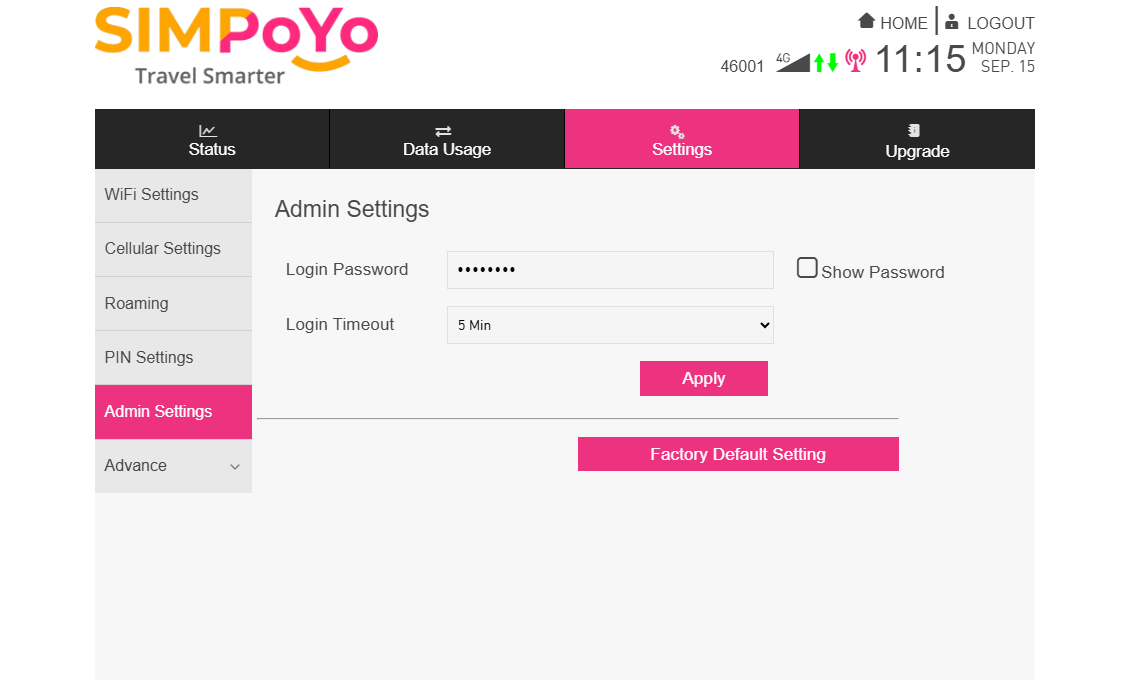 admin settings