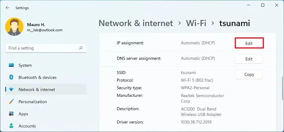 Windows 11 edit IP address